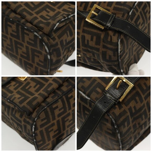 FENDI Zucca Canvas Backpack Black Brown Auth 134435 - Picture 14 of 16